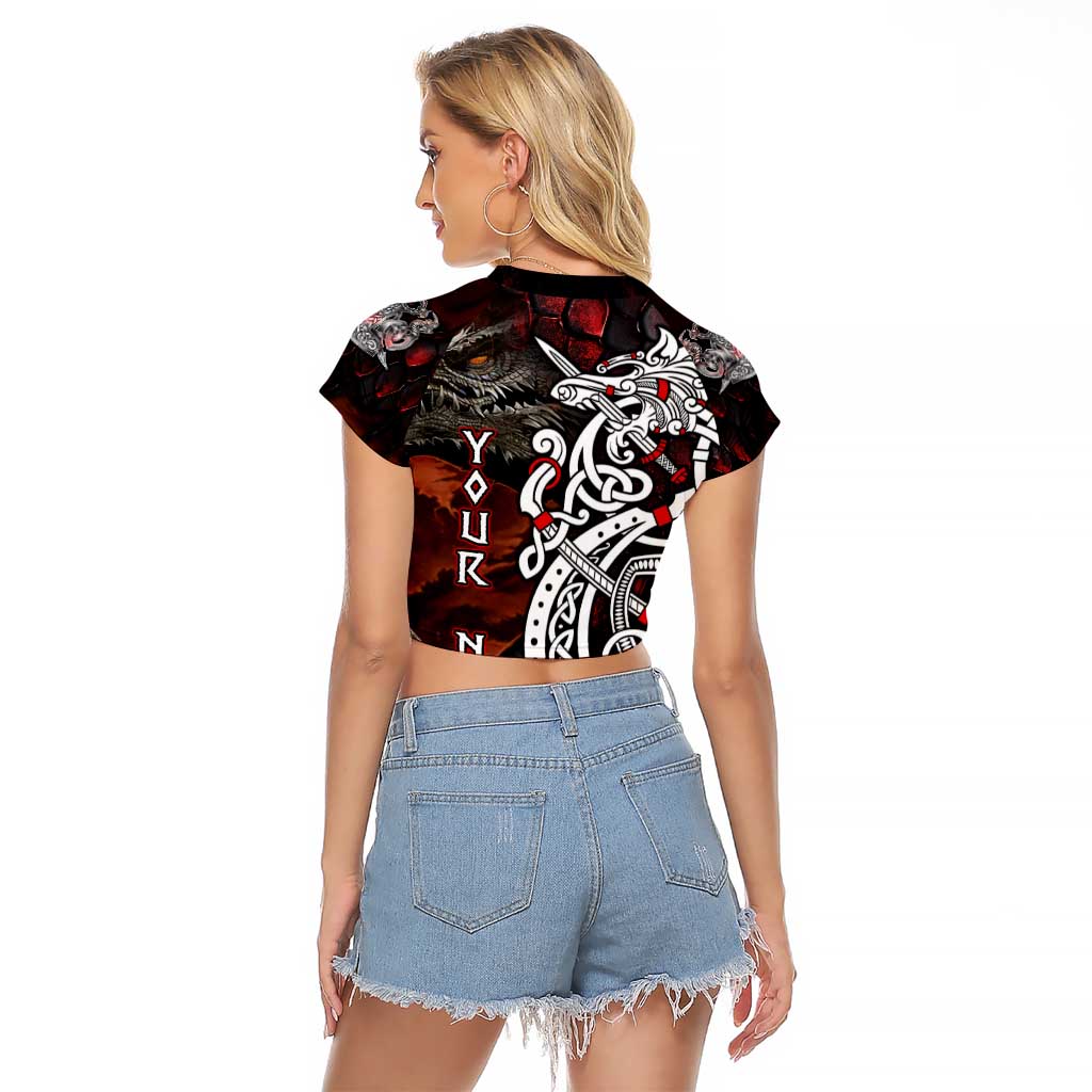 Viking Dragons Raglan Cropped T Shirt Norse Mythology - Wonder Print Shop