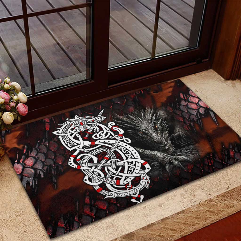 Viking Dragons Rubber Doormat Norse Mythology - Wonder Print Shop