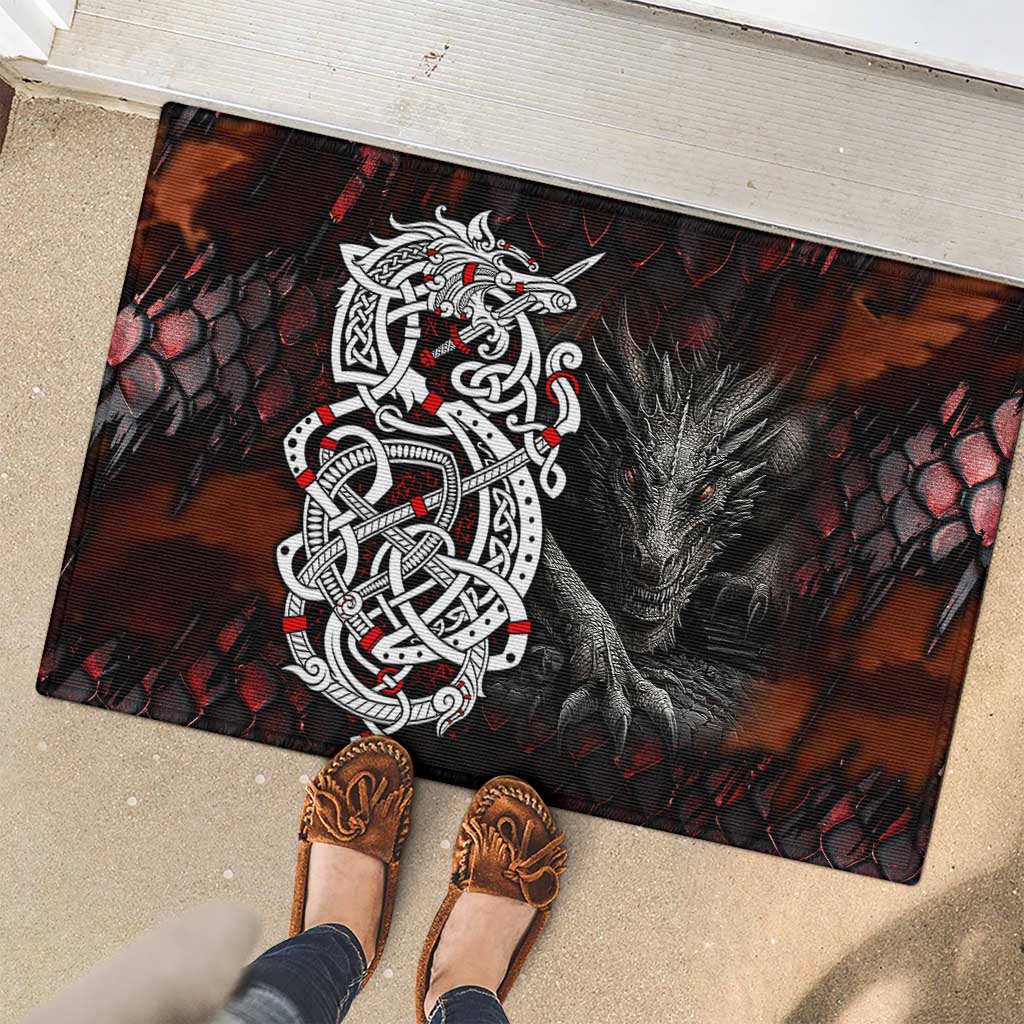 Viking Dragons Rubber Doormat Norse Mythology - Wonder Print Shop