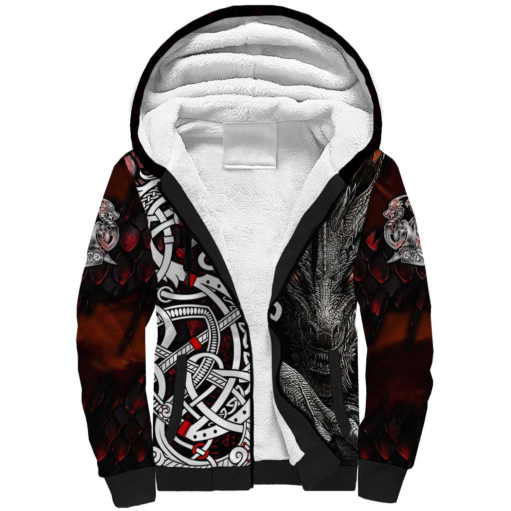 Viking Dragons Sherpa Hoodie Norse Mythology - Wonder Print Shop