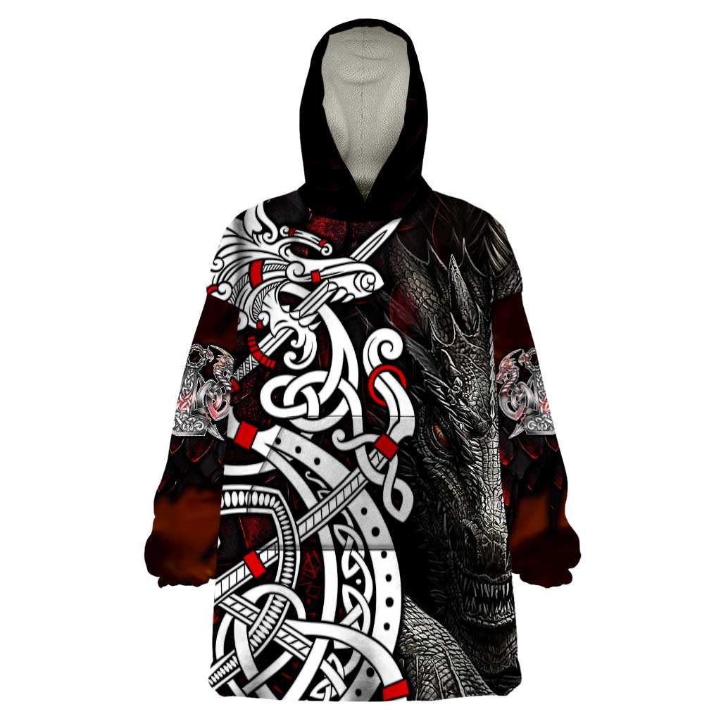 Viking Dragons Wearable Blanket Hoodie Norse Mythology - Wonder Print Shop
