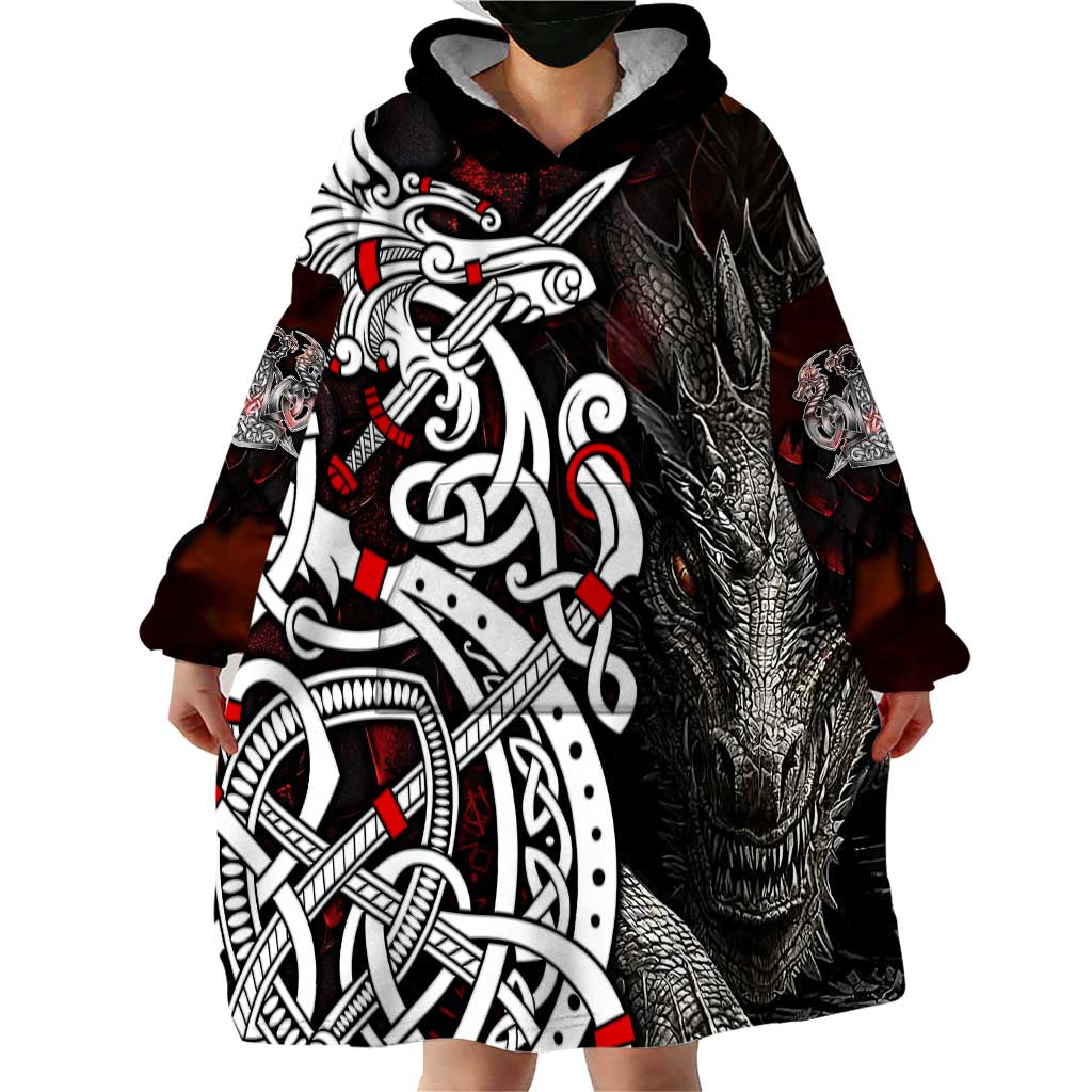 Viking Dragons Wearable Blanket Hoodie Norse Mythology - Wonder Print Shop
