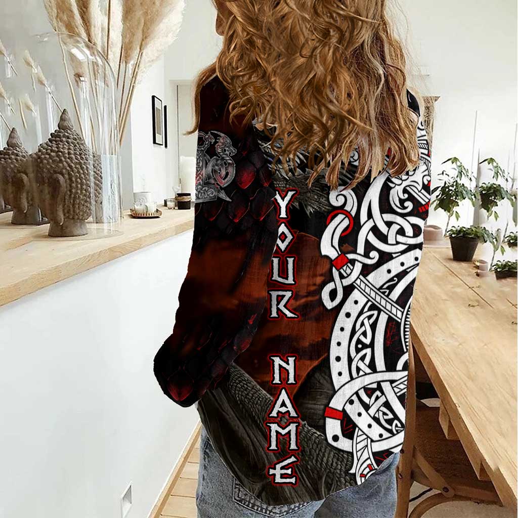 Viking Dragons Women Casual Shirt Norse Mythology - Wonder Print Shop