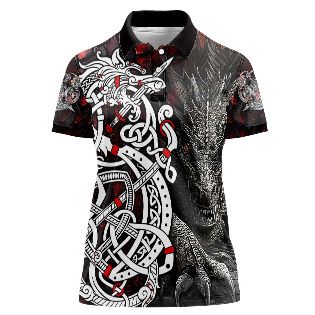 Viking Dragons Women Polo Shirt Norse Mythology - Wonder Print Shop