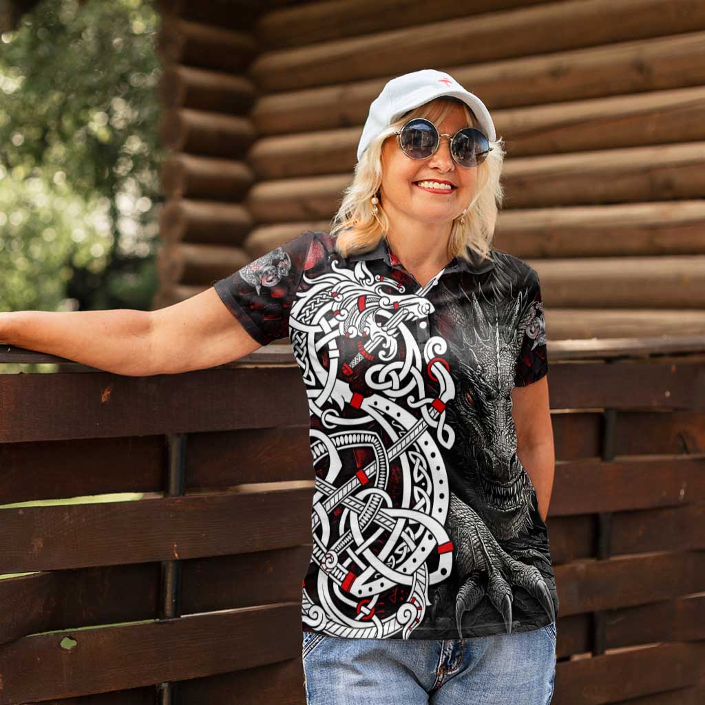 Viking Dragons Women Polo Shirt Norse Mythology - Wonder Print Shop