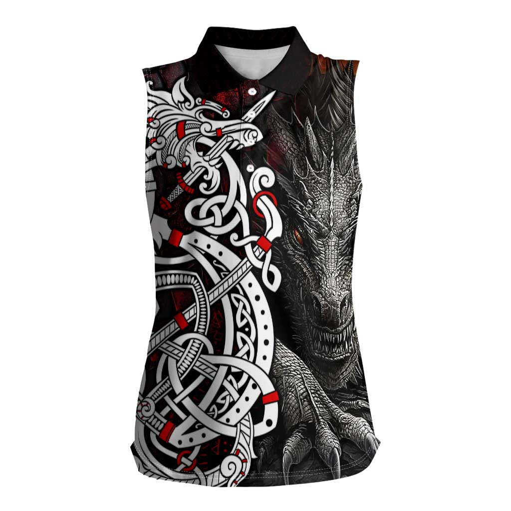 Viking Dragons Women Sleeveless Polo Shirt Norse Mythology - Wonder Print Shop