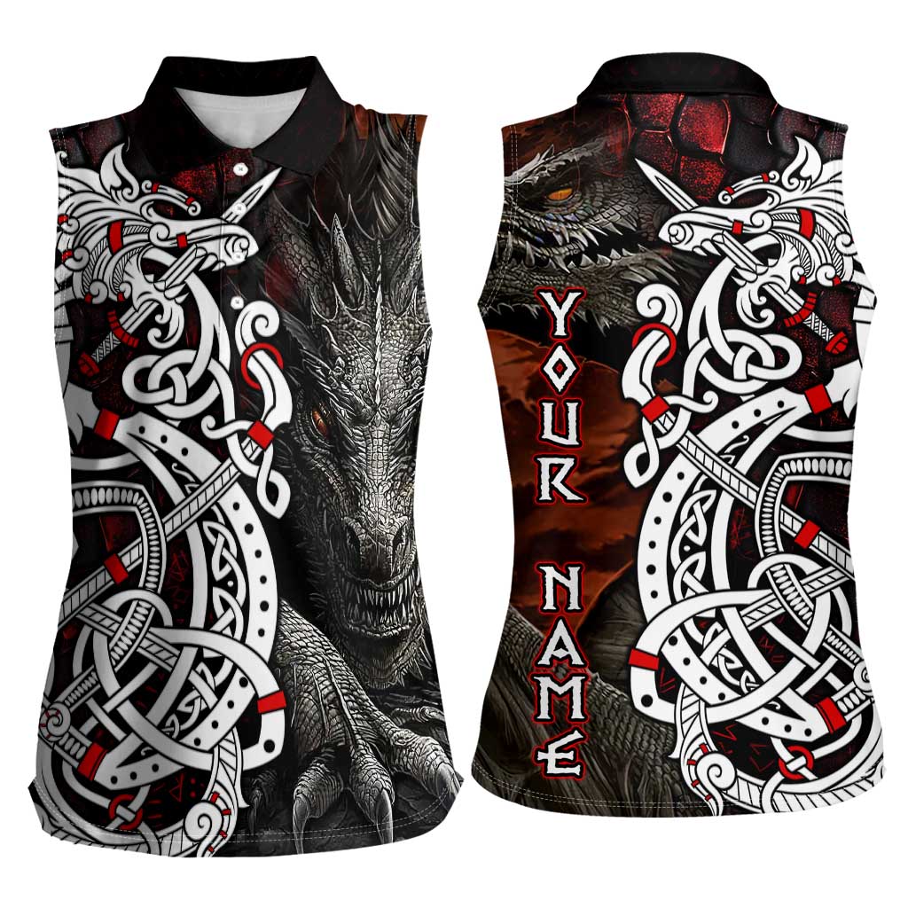 Viking Dragons Women Sleeveless Polo Shirt Norse Mythology - Wonder Print Shop