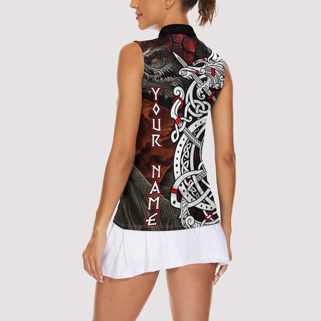 Viking Dragons Women Sleeveless Polo Shirt Norse Mythology - Wonder Print Shop