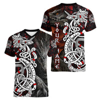 Viking Dragons Women V-Neck T-Shirt Norse Mythology - Wonder Print Shop