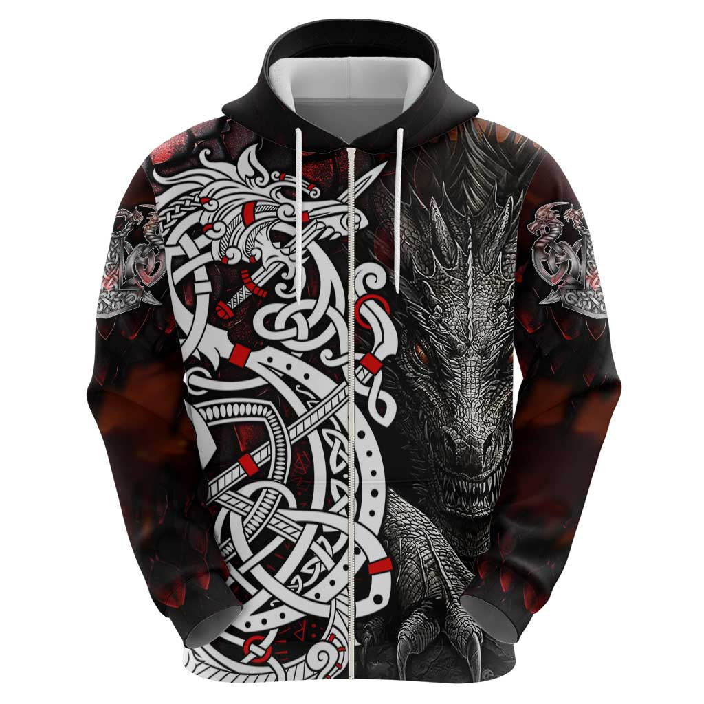 Viking Dragons Zip Hoodie Norse Mythology - Wonder Print Shop