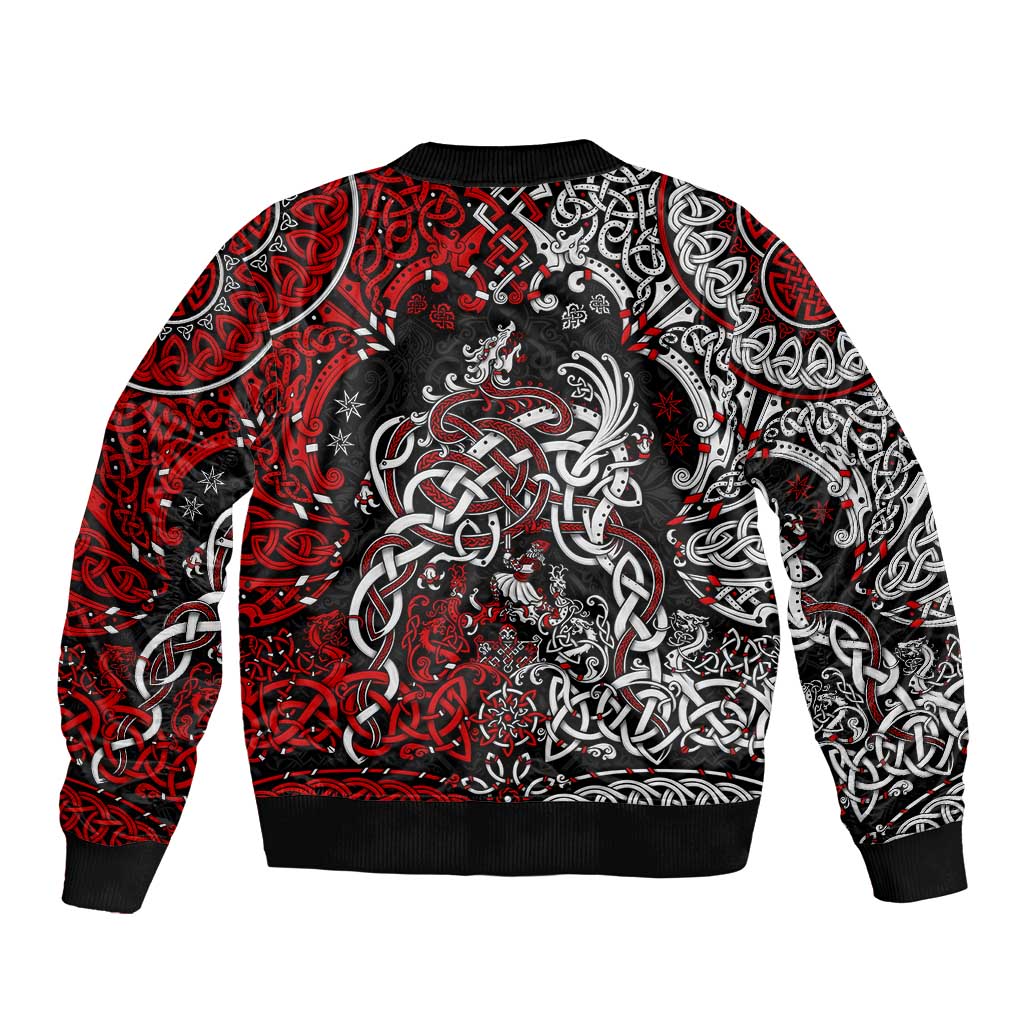 Viking Warrior And Viking Dragons Bomber Jacket - Wonder Print Shop