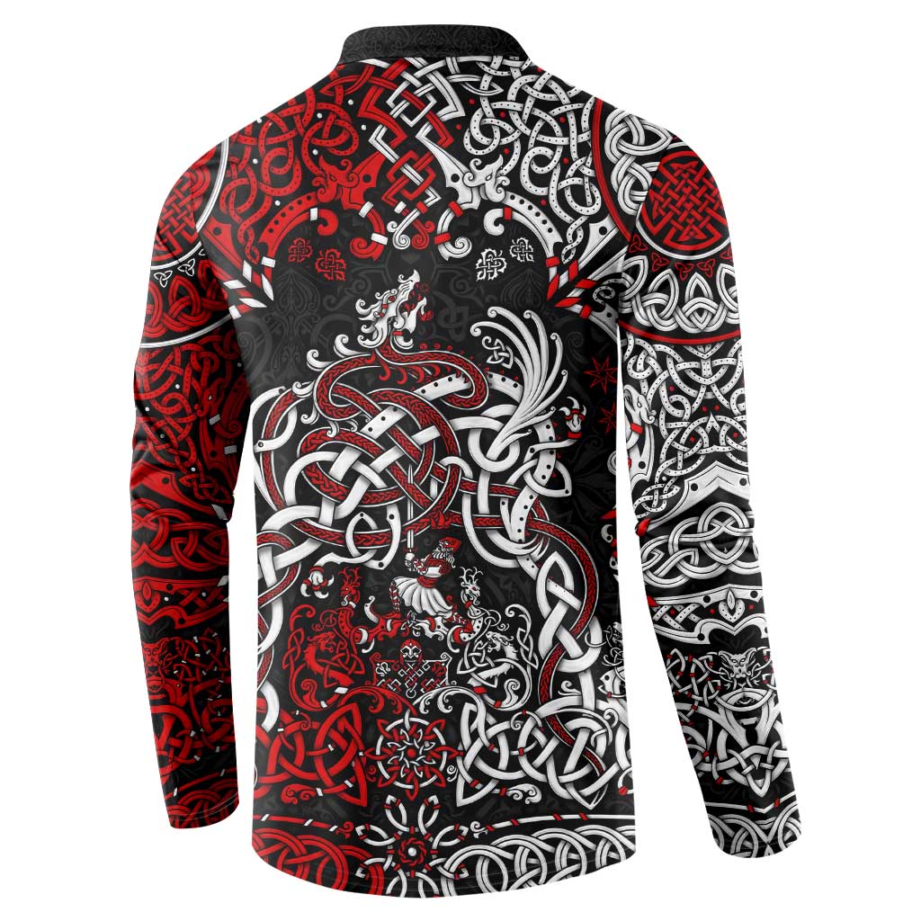 Viking Warrior And Viking Dragons Button Sweatshirt - Wonder Print Shop