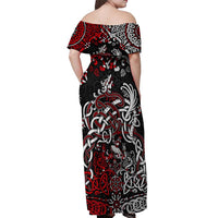 Viking Warrior And Viking Dragons Off Shoulder Maxi Dress - Wonder Print Shop