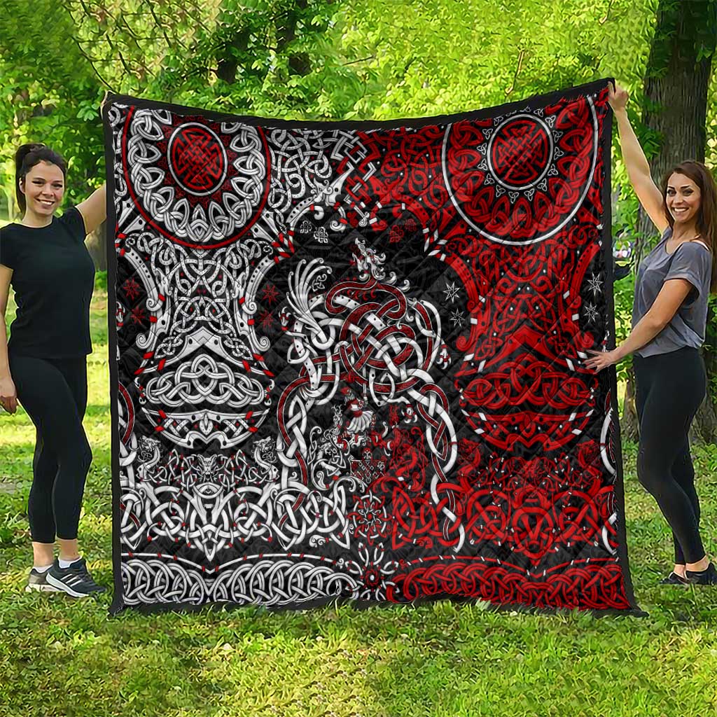 Viking Warrior And Viking Dragons Quilt - Wonder Print Shop