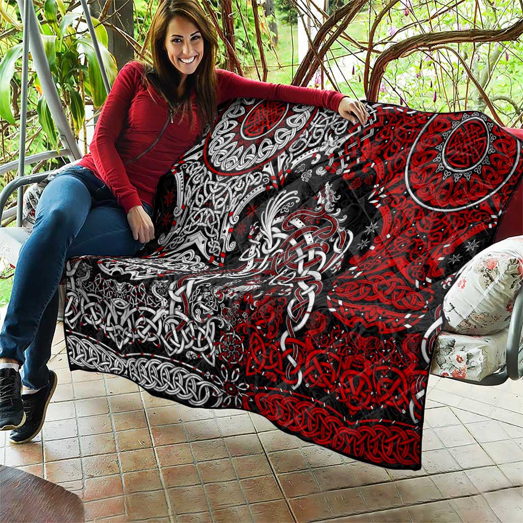 Viking Warrior And Viking Dragons Quilt - Wonder Print Shop