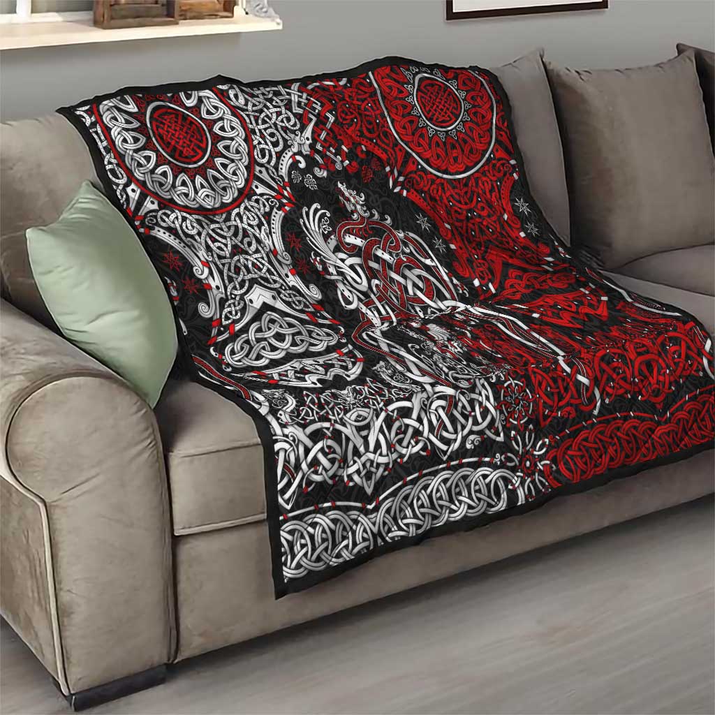 Viking Warrior And Viking Dragons Quilt - Wonder Print Shop