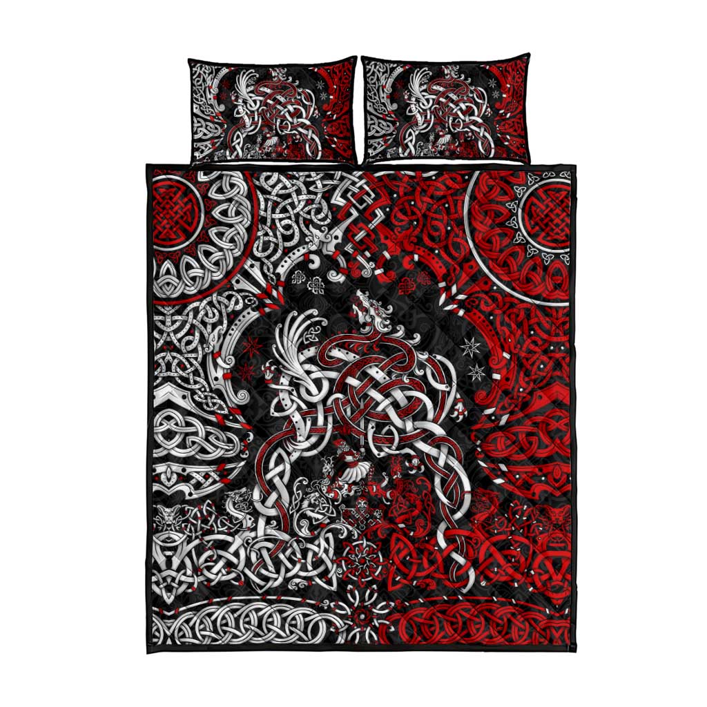 Viking Warrior And Viking Dragons Quilt Bed Set - Wonder Print Shop