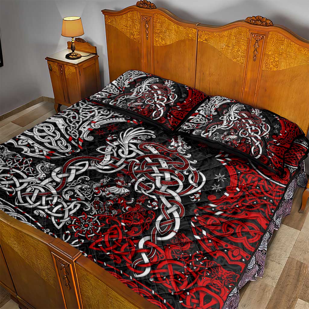 Viking Warrior And Viking Dragons Quilt Bed Set - Wonder Print Shop