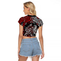 Viking Warrior And Viking Dragons Raglan Cropped T Shirt - Wonder Print Shop