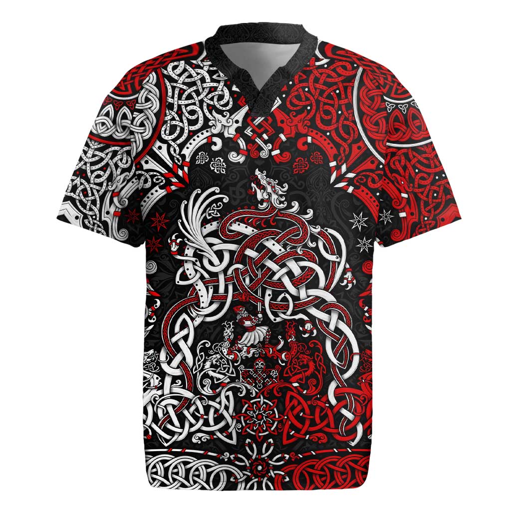 Viking Warrior And Viking Dragons Rugby Jersey - Wonder Print Shop