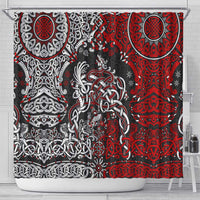 Viking Warrior And Viking Dragons Shower Curtain