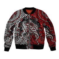 Viking Warrior And Viking Dragons Sleeve Zip Bomber Jacket - Wonder Print Shop