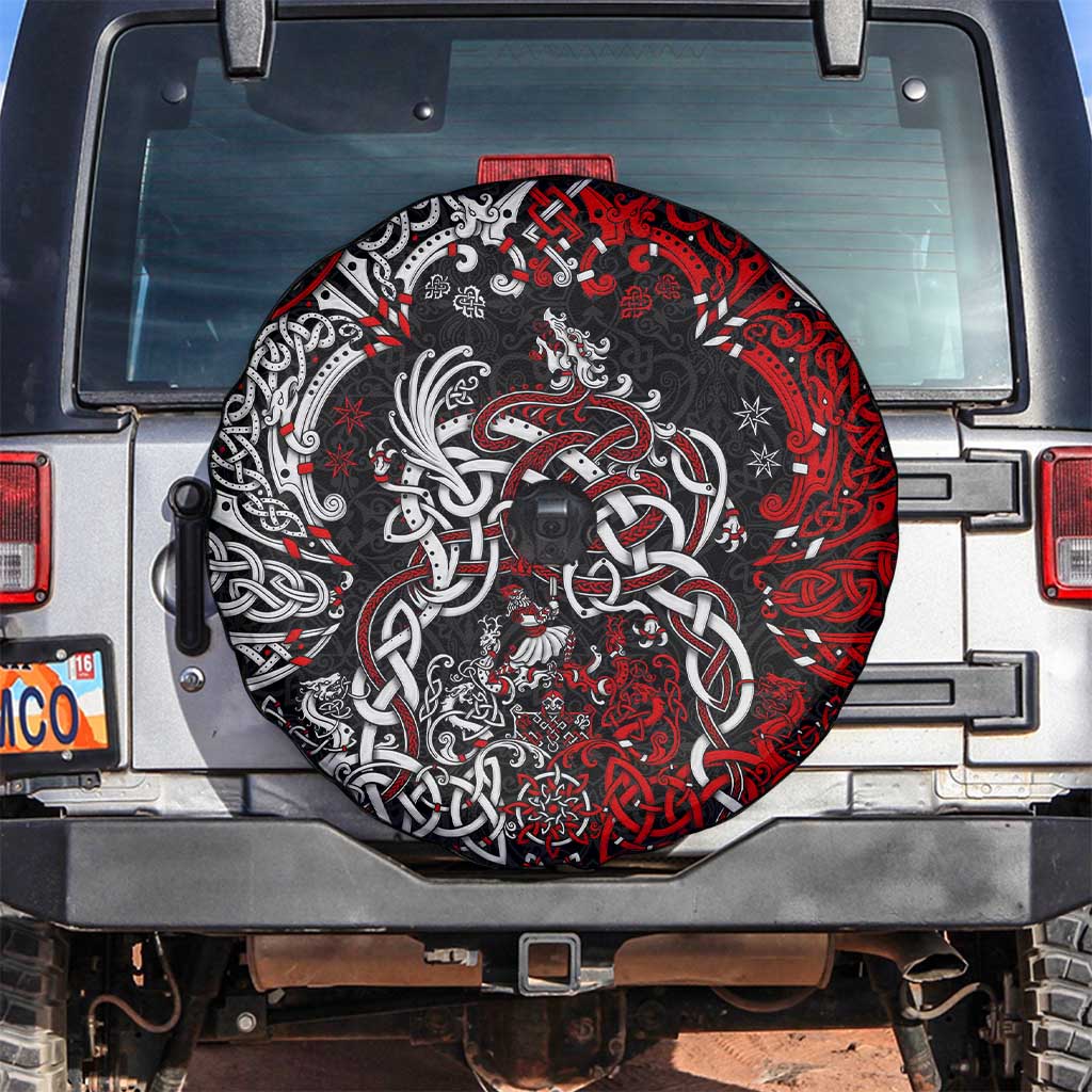 Viking Warrior And Viking Dragons Spare Tire Cover - Wonder Print Shop