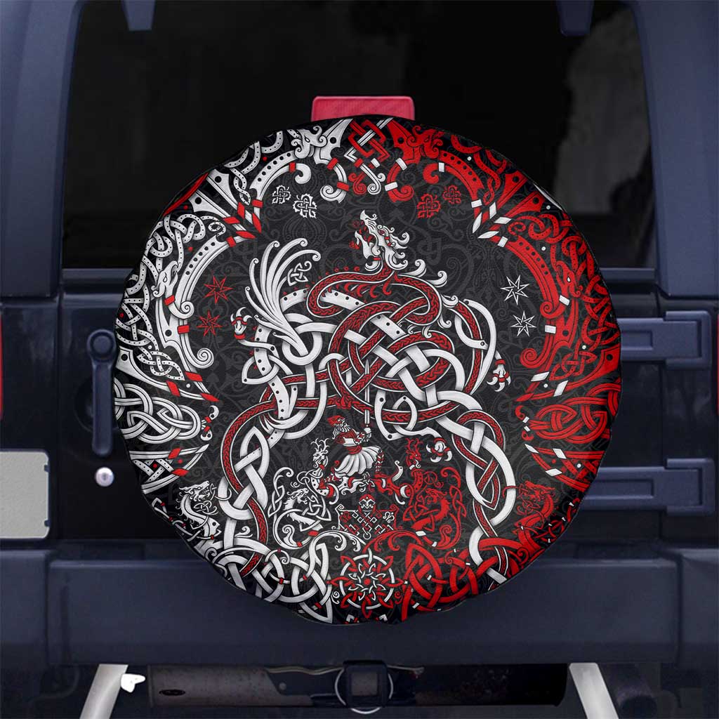 Viking Warrior And Viking Dragons Spare Tire Cover - Wonder Print Shop