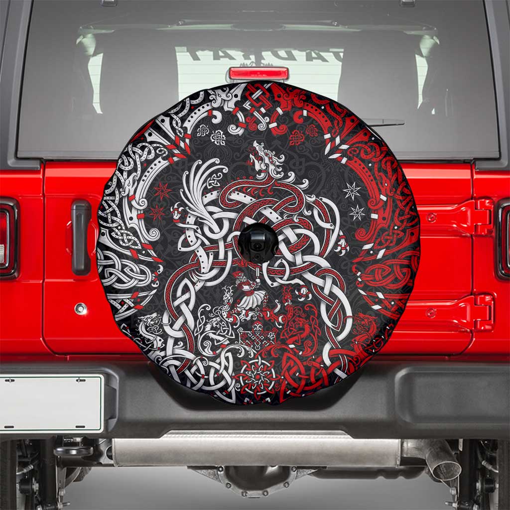 Viking Warrior And Viking Dragons Spare Tire Cover - Wonder Print Shop