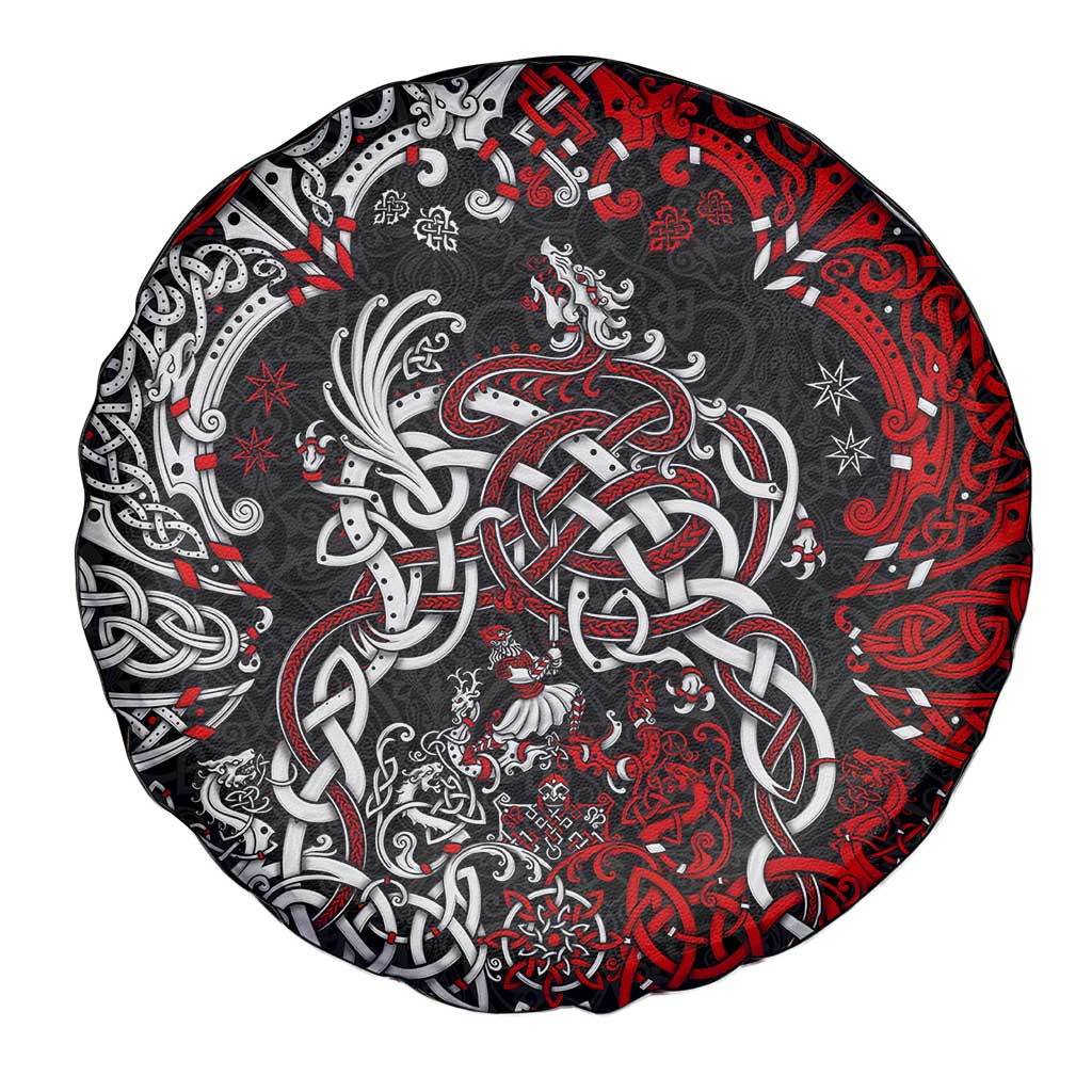 Viking Warrior And Viking Dragons Spare Tire Cover - Wonder Print Shop