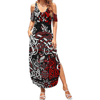 Viking Warrior And Viking Dragons Summer Maxi Dress - Wonder Print Shop