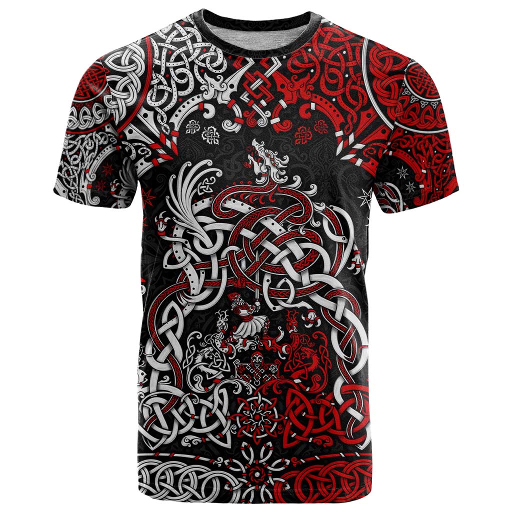 Viking Warrior And Viking Dragons T Shirt - Wonder Print Shop