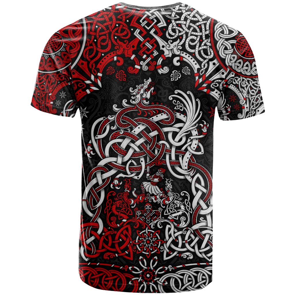 Viking Warrior And Viking Dragons T Shirt - Wonder Print Shop