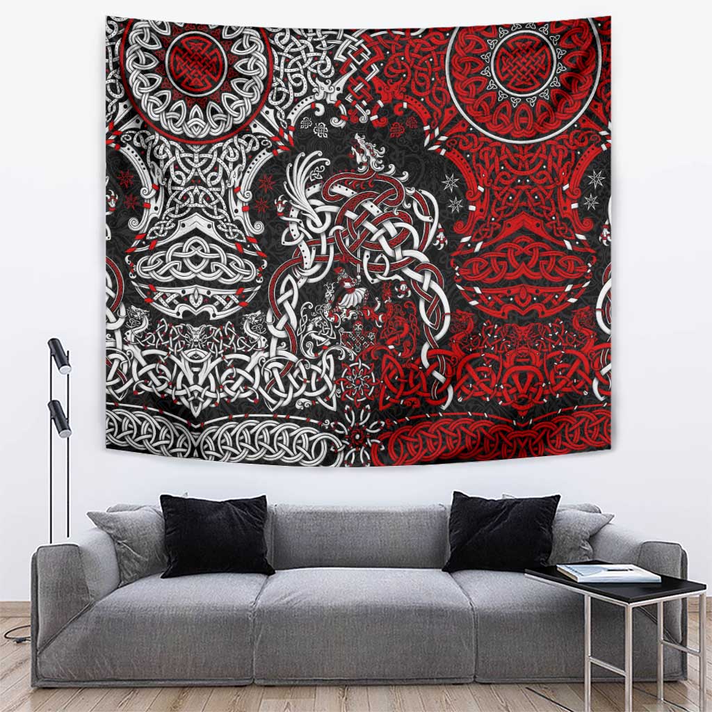 Viking Warrior And Viking Dragons Tapestry - Wonder Print Shop