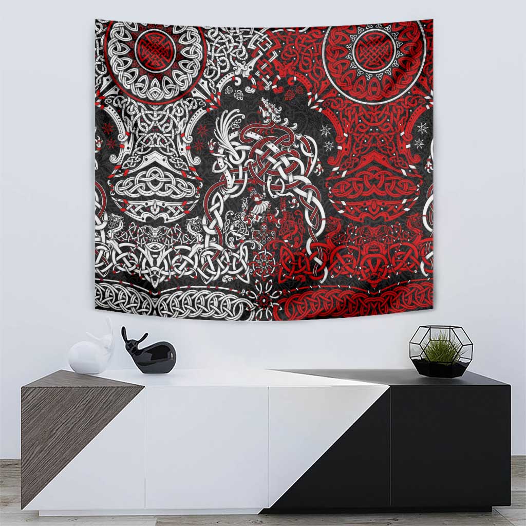 Viking Warrior And Viking Dragons Tapestry - Wonder Print Shop