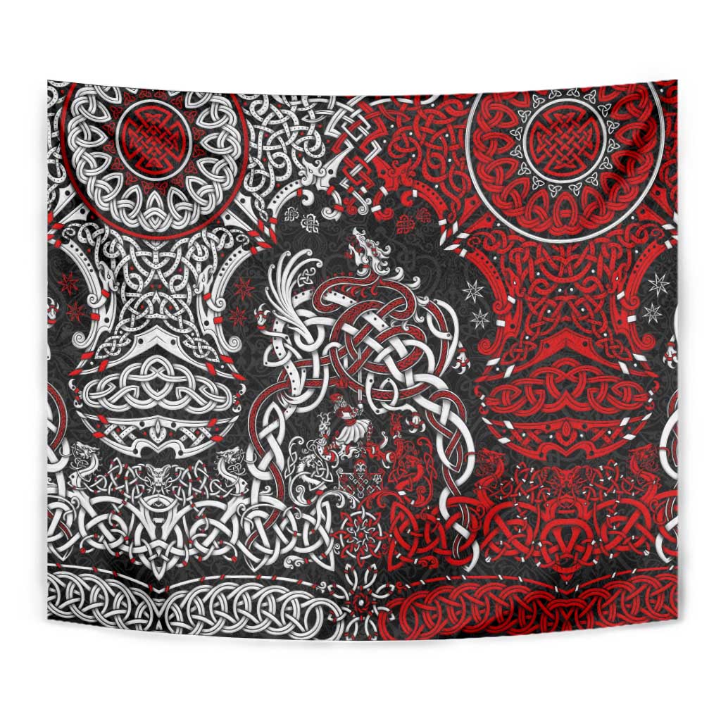 Viking Warrior And Viking Dragons Tapestry - Wonder Print Shop
