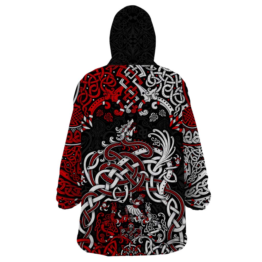 Viking Warrior And Viking Dragons Wearable Blanket Hoodie - Wonder Print Shop