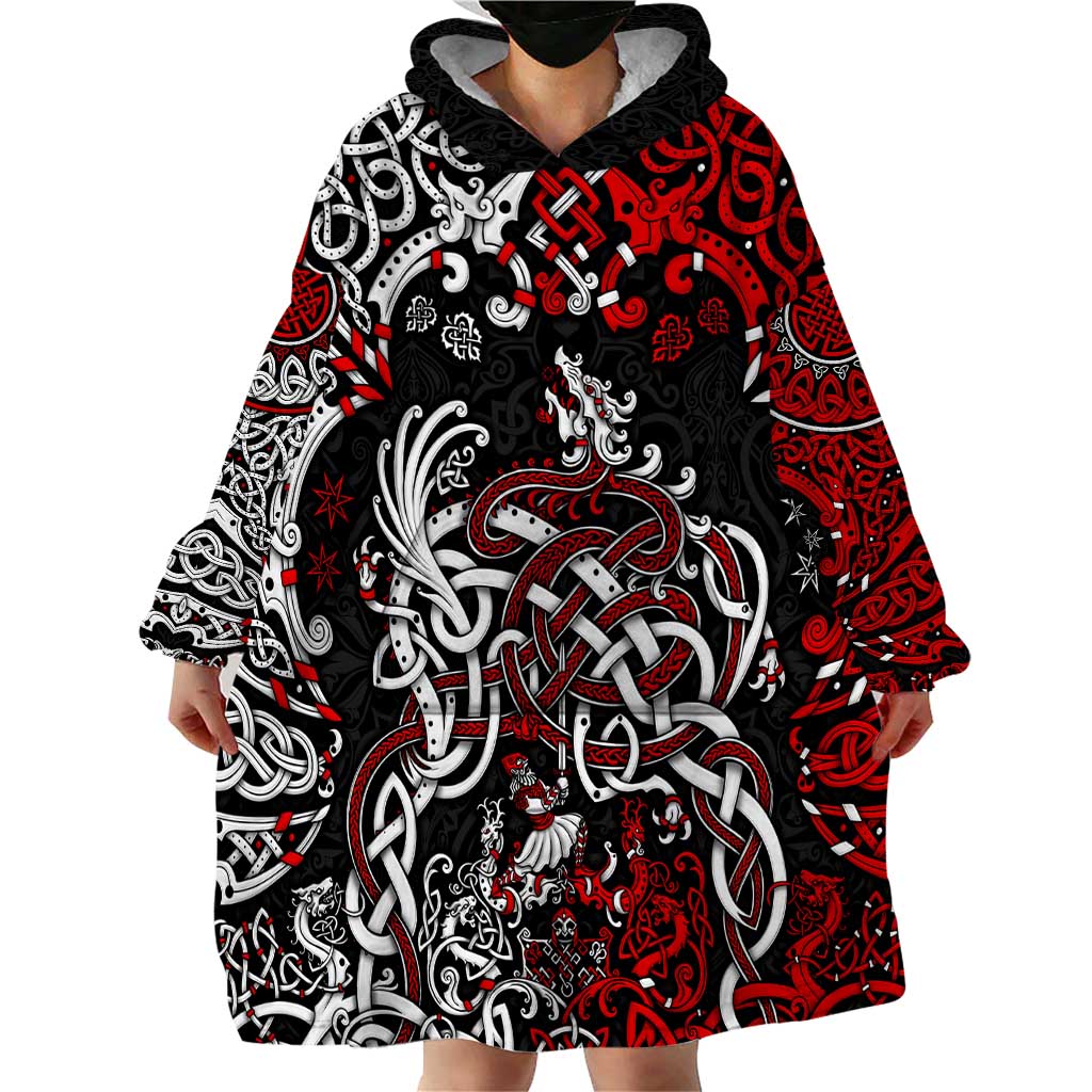 Viking Warrior And Viking Dragons Wearable Blanket Hoodie - Wonder Print Shop