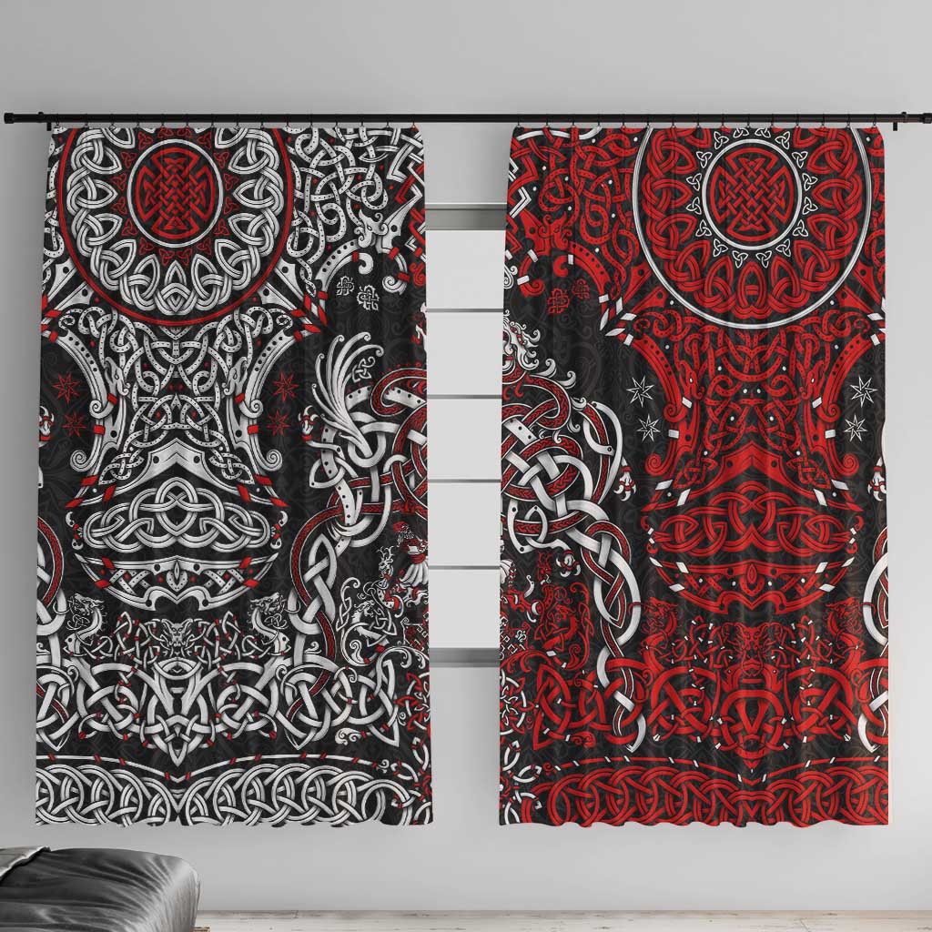 Viking Warrior And Viking Dragons Window Curtain - Wonder Print Shop