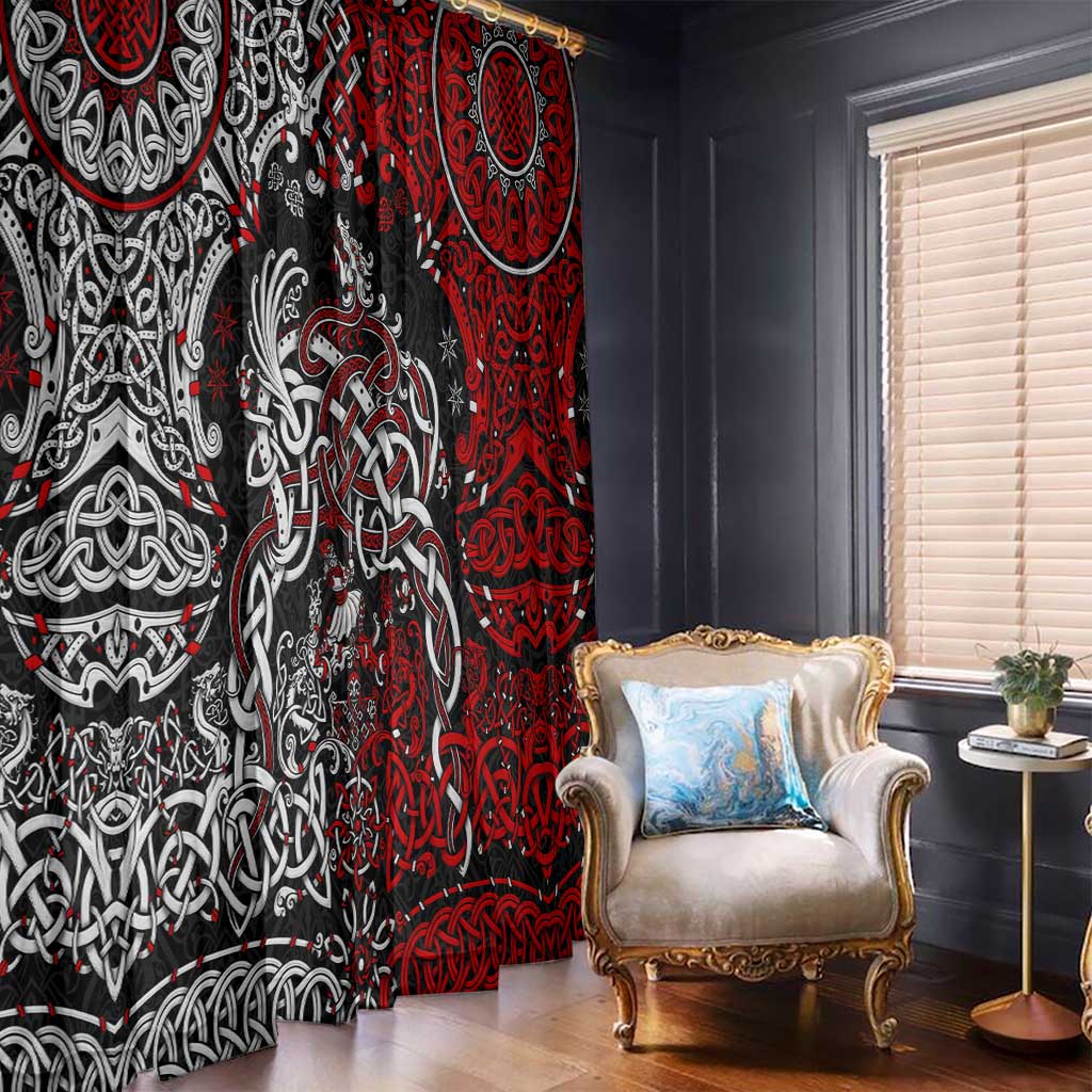 Viking Warrior And Viking Dragons Window Curtain - Wonder Print Shop