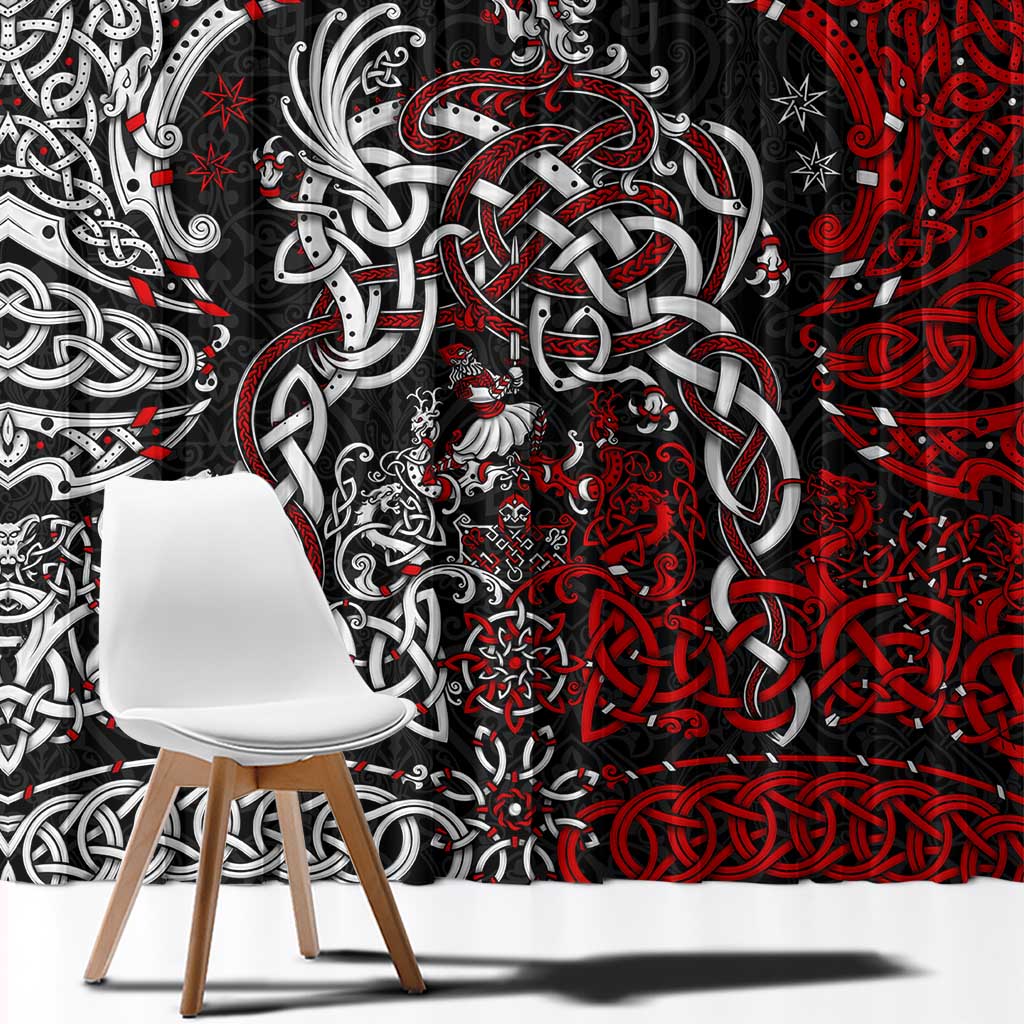 Viking Warrior And Viking Dragons Window Curtain - Wonder Print Shop
