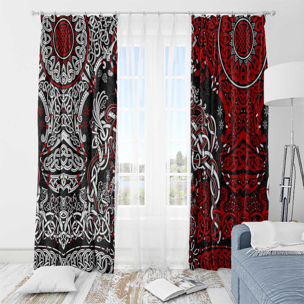 Viking Warrior And Viking Dragons Window Curtain - Wonder Print Shop