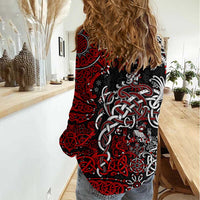 Viking Warrior And Viking Dragons Women Casual Shirt - Wonder Print Shop