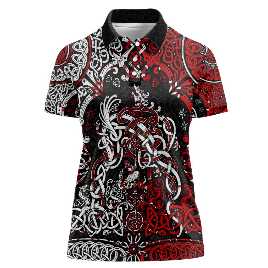 Viking Warrior And Viking Dragons Women Polo Shirt - Wonder Print Shop