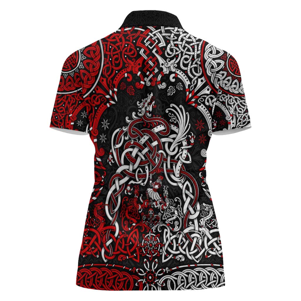 Viking Warrior And Viking Dragons Women Polo Shirt - Wonder Print Shop