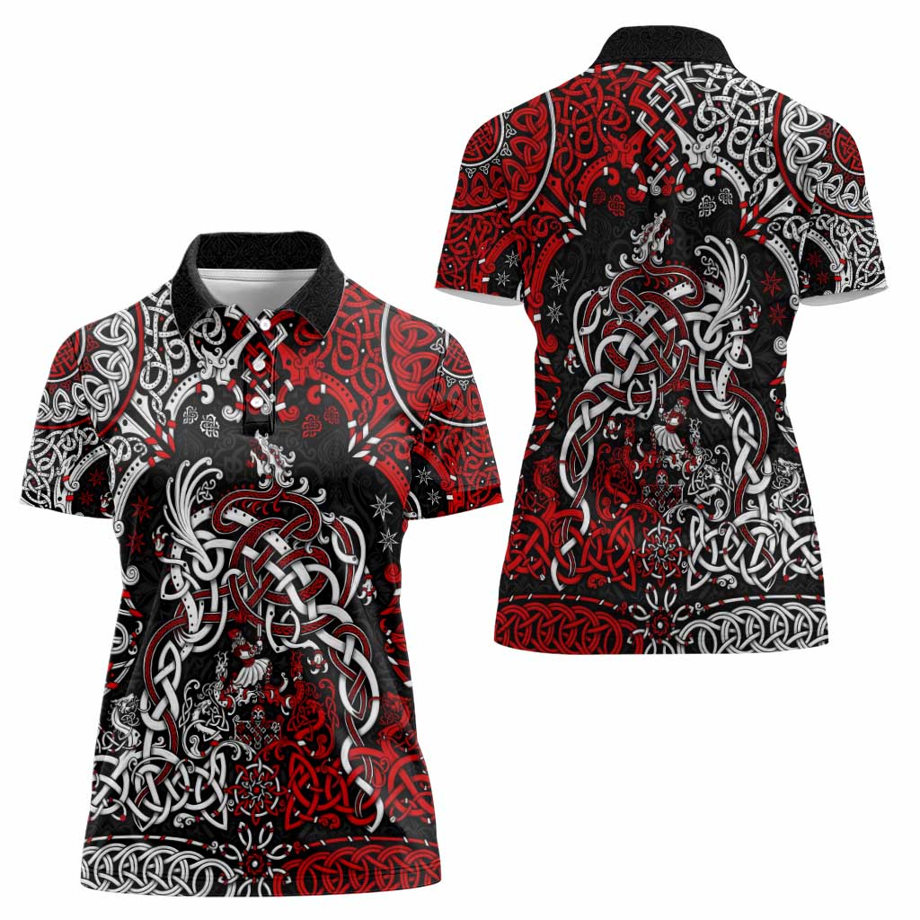Viking Warrior And Viking Dragons Women Polo Shirt - Wonder Print Shop