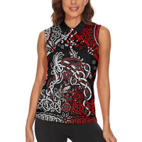 Viking Warrior And Viking Dragons Women Sleeveless Polo Shirt - Wonder Print Shop