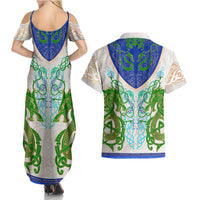 Dragon Celtic Knot Couples Matching Summer Maxi Dress and Hawaiian Shirt - Wonder Print Shop