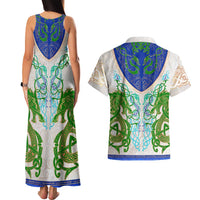 Dragon Celtic Knot Couples Matching Tank Maxi Dress and Hawaiian Shirt - Wonder Print Shop