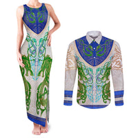 Dragon Celtic Knot Couples Matching Tank Maxi Dress and Long Sleeve Button Shirt - Wonder Print Shop